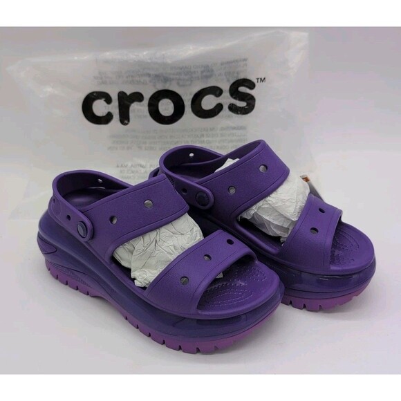 Crocs Classic Mega Crush Sandal Clog Neon Purple 207989-518 Siz M6/W8 NWT - Picture 9 of 14